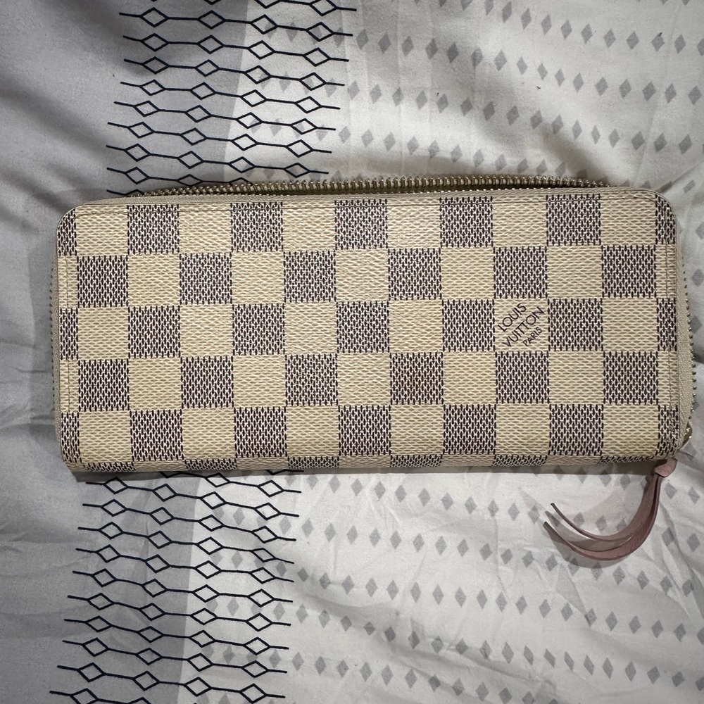 Louis Vuitton Damier Azur Zip-Around Wallet in Cream and Light Brown